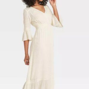 Knox Rose - 3/4 Sleeve Clip Dot Maxi Dress